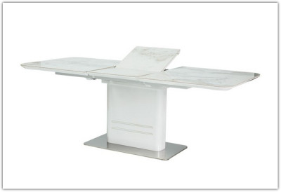 Стол CARTIER Signal Ceramic 160 раскладной мрамор/белый лак