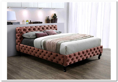 Кровать SIGNAL HERRERA VELVET 160, античный розовый / венге тк. BL52