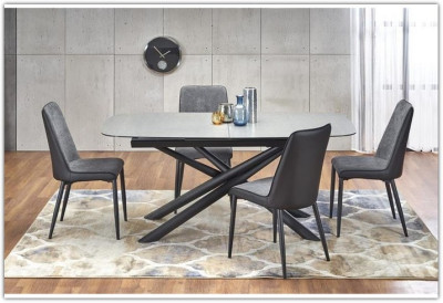 Стол обеденный Halmar CAPELLO раскладной (темно-серый/черный)