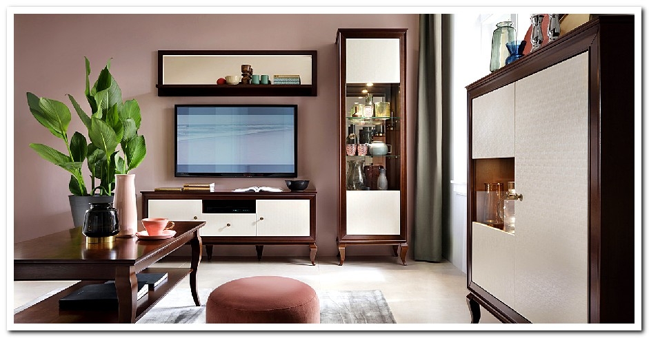 Мебель для гостиной в современном стиле глянец-шпон