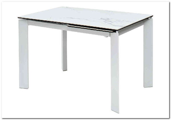 Стол CORNER 120 HIGH GLOSS STATUARIO керамика, стекло/ белый каркас, DISAUR заказать в интернет магазине по цене 59 400 руб. в Самаре