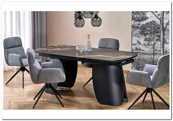 Стол обеденный Halmar FORUM 180 (черный мрамор/черный) заказать в интернет магазине по цене 131 179 руб. в Самаре