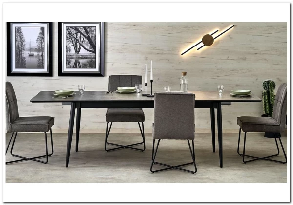 Стол обеденный Halmar CHARLES 180 раскладной (серый мрамор/черный) заказать в интернет магазине по цене 74 489 руб. в Самаре