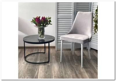 Стул NEPAL-P СВЕТЛО-СЕРЫЙ BM-4, велюр/ белый каркас