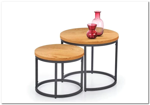 Комплект Halmar OREO 2 стола журнальных (дуб золотой/черный) заказать в интернет магазине по цене 14 926 руб. в Самаре