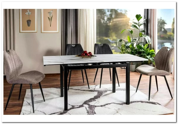 Стол обеденный Signal GD017 110 раскладной (белый мрамор/черный мат) заказать в интернет магазине по цене 30 122 руб. в Самаре