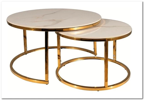 Комплект Signal PORTAFINO A, 2 стола журнальных (белый/золотой) заказать в интернет магазине по цене 33 551 руб. в Самаре