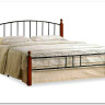 Купить Кровать AT-915 дерево гевея/металл 160*200 (Queen bed), красный дуб/черный с доставкой по России по цене производителя можно в магазине Другая Мебель в Самаре