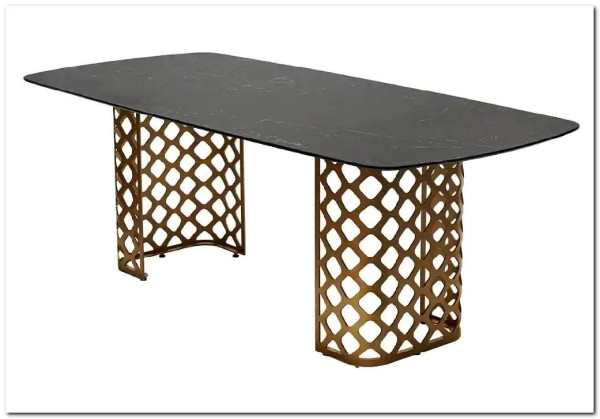 Стол CHIAVARI 220 KL-116 Черный мрамор матовый, итальянская керамика / бронзовый, DISAUR заказать в интернет магазине по цене 96 480 руб. в Самаре