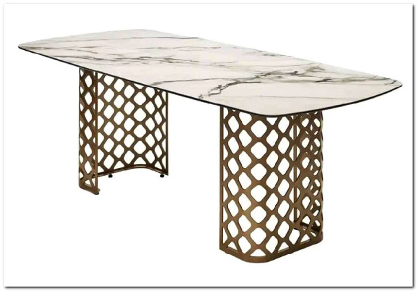Стол CHIAVARI 220 KL-188 Контрастный мрамор матовый, итальянская керамика / Шампань, DISAUR заказать в интернет магазине по цене 96 480 руб. в Самаре