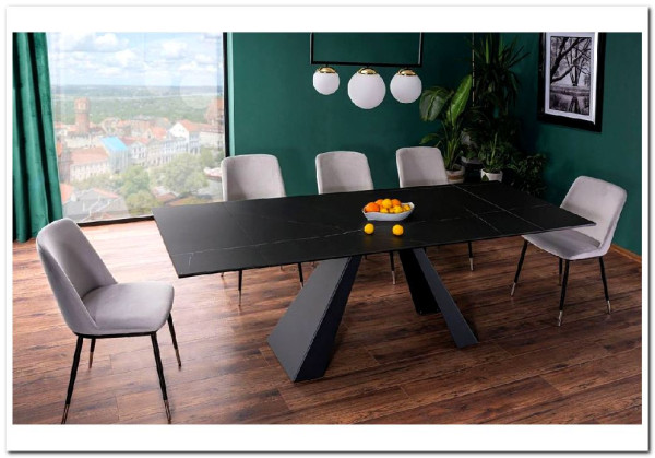 Стол обеденный Signal SALVADORE Ceramic 160 раскладной (черный Sahara Noir/черный мат) заказать в интернет магазине по цене 136 583 руб. в Самаре