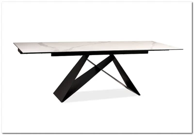 Стол обеденный Signal WESTIN III Ceramic 180 раскладной (белый мрамор/черный мат)