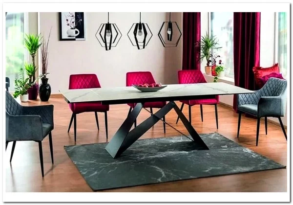 Стол обеденный Signal WESTIN III Ceramic 180 раскладной (белый мрамор/черный мат) заказать в интернет магазине по цене 163 538 руб. в Самаре