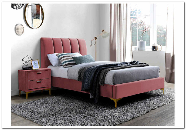 Кровать SIGNAL MIRAGE VELVET 90 античный розовый / золото тк. 185 заказать в интернет магазине по цене 52 214 руб. в Самаре