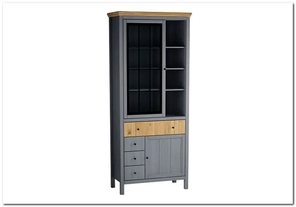 Шкаф Сканди для посуды 1113СТЧ стеклянная и глухая двери серый 7046/антик заказать в интернет магазине по цене 45 332 руб. в Самаре