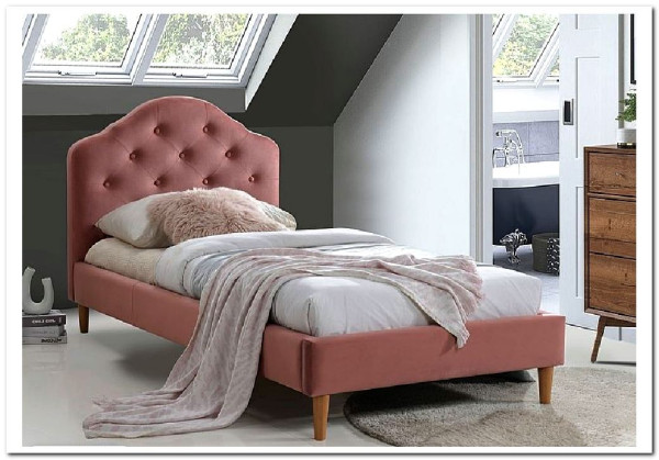 Кровать Signal CHLOE VELVET BLUVEL 52 (античный розовый/дуб) 90/200 заказать в интернет магазине по цене 44 292 руб. в Самаре