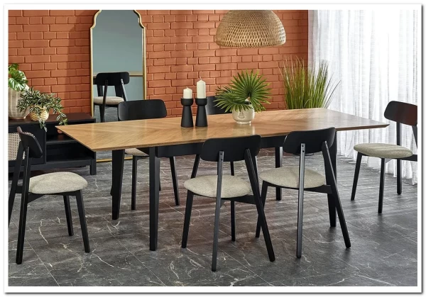 Стол обеденный Halmar EDMONDO 160 раскладной (дуб/черный) заказать в интернет магазине по цене 104 586 руб. в Самаре