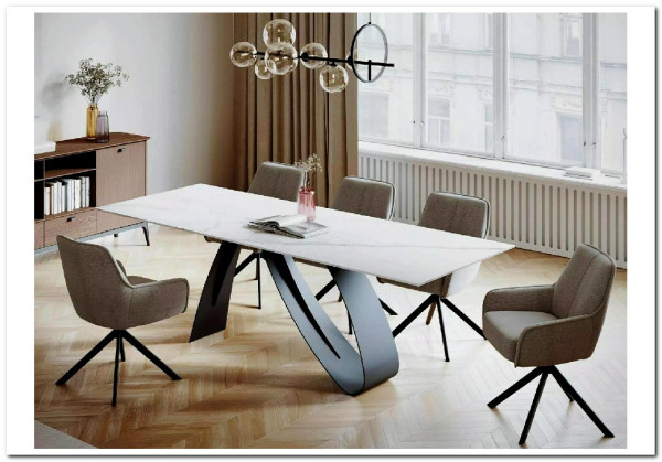 Стол обеденный Signal DIUNA Ceramic 160 раскладной (Statuario Venato белый/черный мат) заказать в интернет магазине по цене 156 634 руб. в Самаре