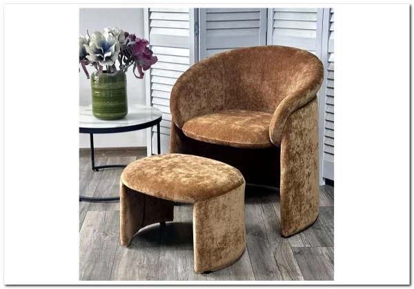 Кресло+оттоманка HUG AT5139-13 Коричневый, ткань/каркас металл в обивке AT5139-13 ®DISAUR заказать в интернет магазине по цене 25 500 руб. в Самаре