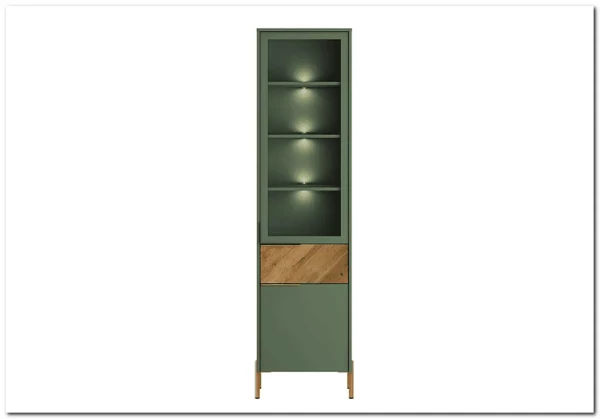 Витрина Siena REG1W1D1S дымчатый зеленый/дуб вотан BRW заказать в интернет магазине по цене 28 950 руб. в Самаре