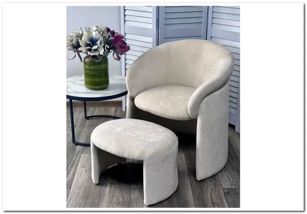 Кресло+оттоманка HUG AT5139-09 Св. бежевый, ткань/каркас металл в обивке AT5139-09 ®DISAUR заказать в интернет магазине по цене 25 500 руб. в Самаре