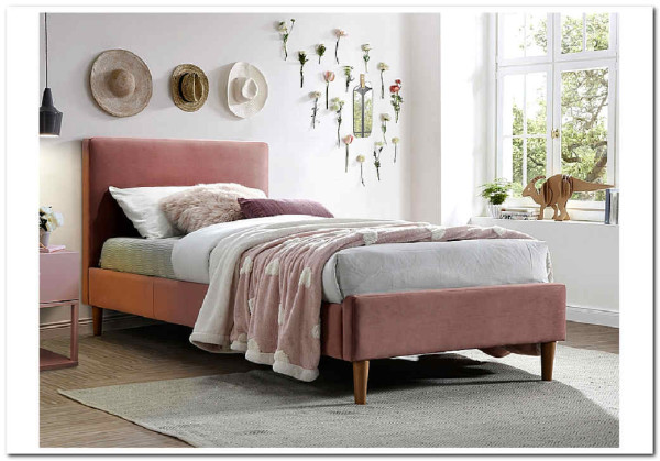 Кровать Signal ACOMA VELVET BLUVEL 52 (античный розовый/дуб) 90/200 заказать в интернет магазине по цене 35 086 руб. в Самаре