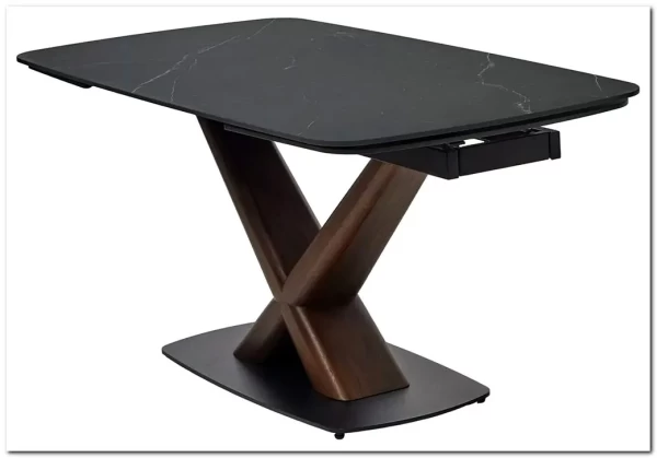 Стол BLANCO 160 MATT BLACK MARBLE SOLID CERAMIC / Орех, DISAUR заказать в интернет магазине по цене 106 800 руб. в Самаре
