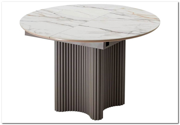 Стол АДАЖИО 115 КРУГЛЫЙ GILT WHITE, керамика / Латте каркас заказать в интернет магазине по цене 60 650 руб. в Самаре