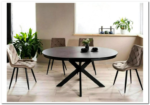Стол обеденный Signal PORTO Ceramic 120 раскладной (темно-серый мрамор/черный мат) заказать в интернет магазине по цене 135 701 руб. в Самаре