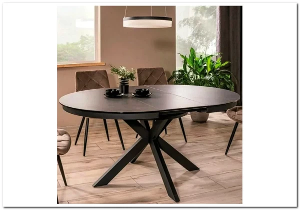 Стол обеденный Signal PORTO Ceramic 120 раскладной (темно-серый мрамор/черный мат) заказать в интернет магазине по цене 135 701 руб. в Самаре