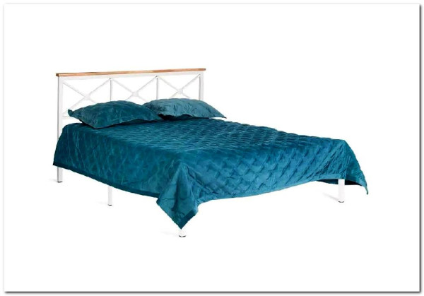 Купить Кровать Iris (mod.9311) дерево гевея/металл, 160*200 см (Queen bed), Белый (White) с доставкой по России по цене производителя можно в магазине Другая Мебель в Самаре