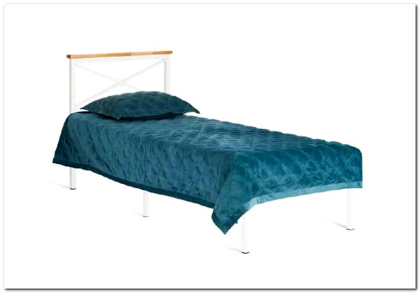 Купить Кровать Iris (mod.9311) дерево гевея/металл, 90*200 см (Single bed), Белый (White) с доставкой по России по цене производителя можно в магазине Другая Мебель в Самаре