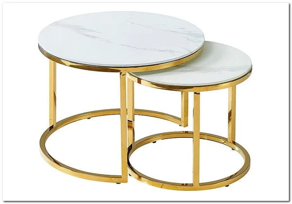 Комплект Signal MUSE II, 2 стола журнальных (эффект белого мрамора/золотой) заказать в интернет магазине по цене 43 584 руб. в Самаре