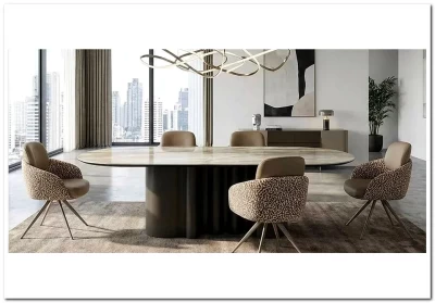 Стол ВЕНТО (VENTO) 280 ТОПАЗ TL-617, испанская керамика/ Коричневый графит каркас, ®DISAUR