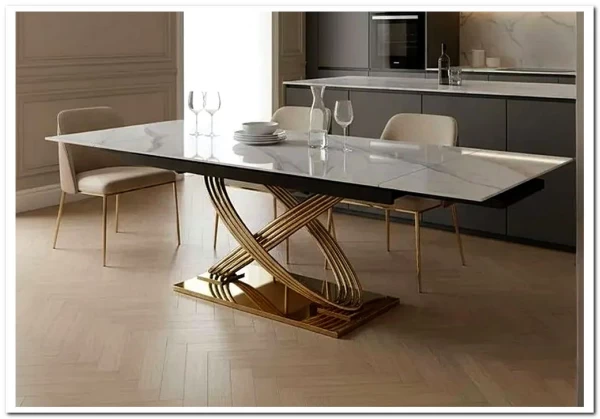 Стол обеденный Signal HERMES II 160 (эффект белого мрамора/золотой) заказать в интернет магазине по цене 132 348 руб. в Самаре