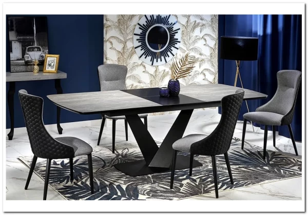 Стол обеденный Halmar VINSTON раскладной темно-серый/черный заказать в интернет магазине по цене 108 669 руб. в Самаре