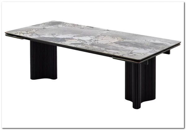 Стол АДАЖИО 240 (320) см MINERAL STONE NATURAL, керамика / Черный каркас заказать в интернет магазине по цене 123 150 руб. в Самаре