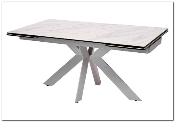 Стол BELLUNO 160 MARBLES KL-99 Белый мрамор матовый итальянская керамика/ белый каркас заказать в интернет магазине по цене 99 320 руб. в Самаре