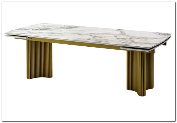 Стол АДАЖИО-2 240 (320) см ARCTIC OCEAN, керамика / Золотой каркас заказать в интернет магазине по цене 123 150 руб. в Самаре