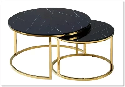 Комплект Signal MUSE, 2 стола журнальных (эффект черного мрамора/золотой)